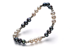 Pulsera de perlas Perla de Agua Dulce de calidad A de 6 a 7mm en color Negro