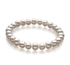 Pulsera de perlas Perla de Agua Dulce de calidad A de 6 a 7mm en color Blanco