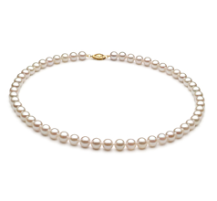 Collar de perlas Akoya China de calidad A+ de 6 a 7mm en color Blanco
