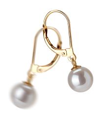 Par de pendientes de perlas Perla de Agua Dulce de calidad AAAA de 7 a 8mm en color Blanco