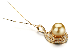 Colgante de perlas Mar del Sur de calidad AAA de 12 a 13mm en color Oro