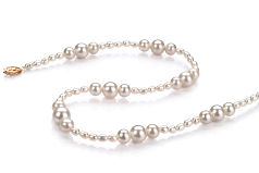 Collar de perlas Perla de Agua Dulce de calidad A de 3 a 8mm en color Blanco