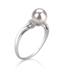 Anillo de perlas Perla Akoya Japonesa de calidad AAA de 6 a 7mm en color Blanco
