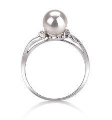 Anillo de perlas Perla Akoya Japonesa de calidad AAA de 6 a 7mm en color Blanco