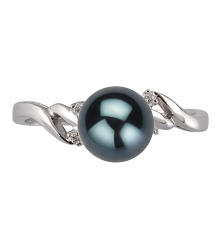 Anillo de perlas Perla Akoya Japonesa de calidad AAA de 6 a 7mm en color Negro