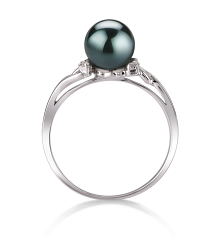 Anillo de perlas Perla Akoya Japonesa de calidad AAA de 6 a 7mm en color Negro