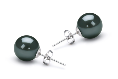 Par de pendientes de perlas Perla Akoya Japonesa de calidad AA de 8 a 9mm en color Negro