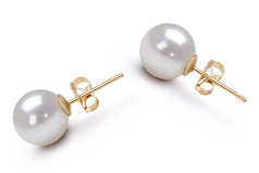 Par de pendientes de perlas Perla Akoya Japonesa de calidad AA de 8 a 9mm en color Blanco
