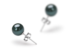 Par de pendientes de perlas Perla Akoya Japonesa de calidad AA de 6 a 7mm en color Negro