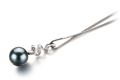 Colgante de perlas Perla Akoya Japonesa de calidad AA de 6 a 7mm en color Negro
