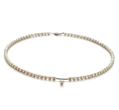 Collar de perlas Perla de Agua Dulce de calidad A de 3 a 4mm en color Blanco