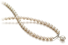 Collar de perlas Perla de Agua Dulce de calidad A de 3 a 4mm en color Blanco
