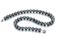 Collar de perlas Perla Akoya Japonesa de calidad AAA de 8 a 8.5mm en color Negro