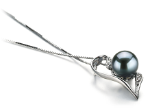 Colgante de perlas Perla Akoya Japonesa de calidad AAA de 7 a 8mm en color Negro