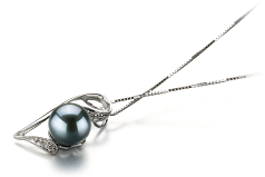 Colgante de perlas Perla Akoya Japonesa de calidad AAA de 7 a 8mm en color Negro