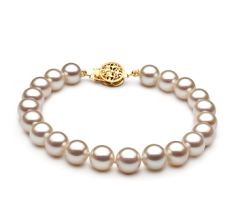 Pulsera de perlas Perla de Agua Dulce de calidad AAA de 7 a 8mm en color Blanco