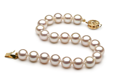 Pulsera de perlas Perla de Agua Dulce de calidad AAA de 7 a 8mm en color Blanco