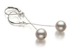 Par de pendientes de perlas Perla de Agua Dulce de calidad AA de 8 a 9mm en color Blanco