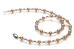 Collar de perlas Perla de Agua Dulce de calidad A de 6 a 7mm en color Rosa