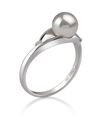 Anillo de perlas Perla Akoya Japonesa de calidad AA de 6 a 7mm en color Blanco