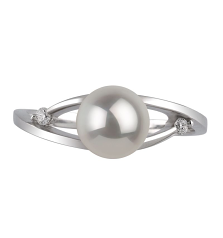 Anillo de perlas Perla Akoya Japonesa de calidad AA de 6 a 7mm en color Blanco