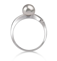 Anillo de perlas Perla Akoya Japonesa de calidad AA de 6 a 7mm en color Blanco