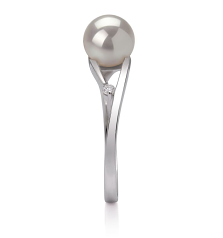 Anillo de perlas Perla Akoya Japonesa de calidad AA de 6 a 7mm en color Blanco