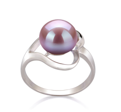 Anillo de perlas Perla de Agua Dulce de calidad AA de 9 a 10mm en color Lavanda