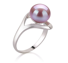 Anillo de perlas Perla de Agua Dulce de calidad AA de 9 a 10mm en color Lavanda