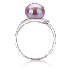 Anillo de perlas Perla de Agua Dulce de calidad AA de 9 a 10mm en color Lavanda