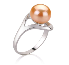 Anillo de perlas Perla de Agua Dulce de calidad AA de 9 a 10mm en color Rosa
