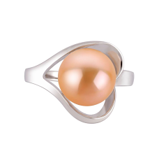 Anillo de perlas Perla de Agua Dulce de calidad AA de 9 a 10mm en color Rosa