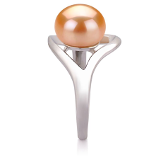 Anillo de perlas Perla de Agua Dulce de calidad AA de 9 a 10mm en color Rosa