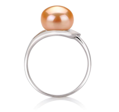 Anillo de perlas Perla de Agua Dulce de calidad AA de 9 a 10mm en color Rosa
