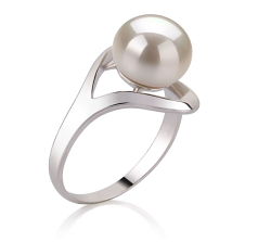 Anillo de perlas Perla de Agua Dulce de calidad AA de 9 a 10mm en color Blanco