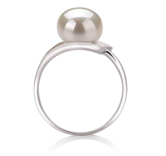 Anillo de perlas Perla de Agua Dulce de calidad AA de 9 a 10mm en color Blanco