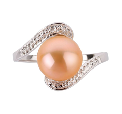 Anillo de perlas Perla de Agua Dulce de calidad AA de 9 a 10mm en color Rosa