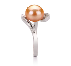 Anillo de perlas Perla de Agua Dulce de calidad AA de 9 a 10mm en color Rosa
