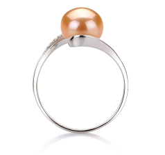 Anillo de perlas Perla de Agua Dulce de calidad AA de 9 a 10mm en color Rosa