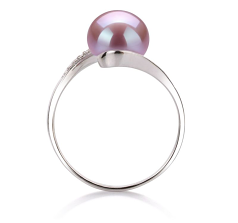 Anillo de perlas Perla de Agua Dulce de calidad AA de 9 a 10mm en color Lavanda