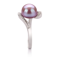 Anillo de perlas Perla de Agua Dulce de calidad AA de 9 a 10mm en color Lavanda