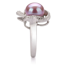 Anillo de perlas Perla de Agua Dulce de calidad AA de 9 a 10mm en color Lavanda