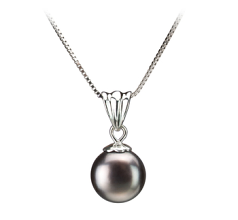 Colgante de perlas Perla de Agua Dulce de calidad AA de 9 a 10mm en color Negro