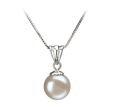 Colgante de perlas Perla de Agua Dulce de calidad AA de 9 a 10mm en color Blanco