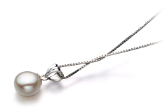 Colgante de perlas Perla de Agua Dulce de calidad AA de 9 a 10mm en color Blanco