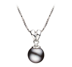 Colgante de perlas Perla de Agua Dulce de calidad AA de 9 a 10mm en color Negro