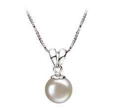 Colgante de perlas Perla de Agua Dulce de calidad AA de 9 a 10mm en color Blanco