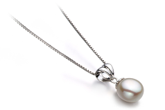 Colgante de perlas Perla de Agua Dulce de calidad AA de 9 a 10mm en color Blanco