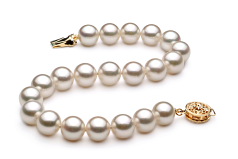 Pulsera de perlas Perla Akoya Japonesa de calidad AA de 8 a 9mm en color Blanco