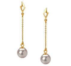 Par de pendientes de perlas Perla Akoya Japonesa de calidad AA de 6 a 7mm en color Blanco